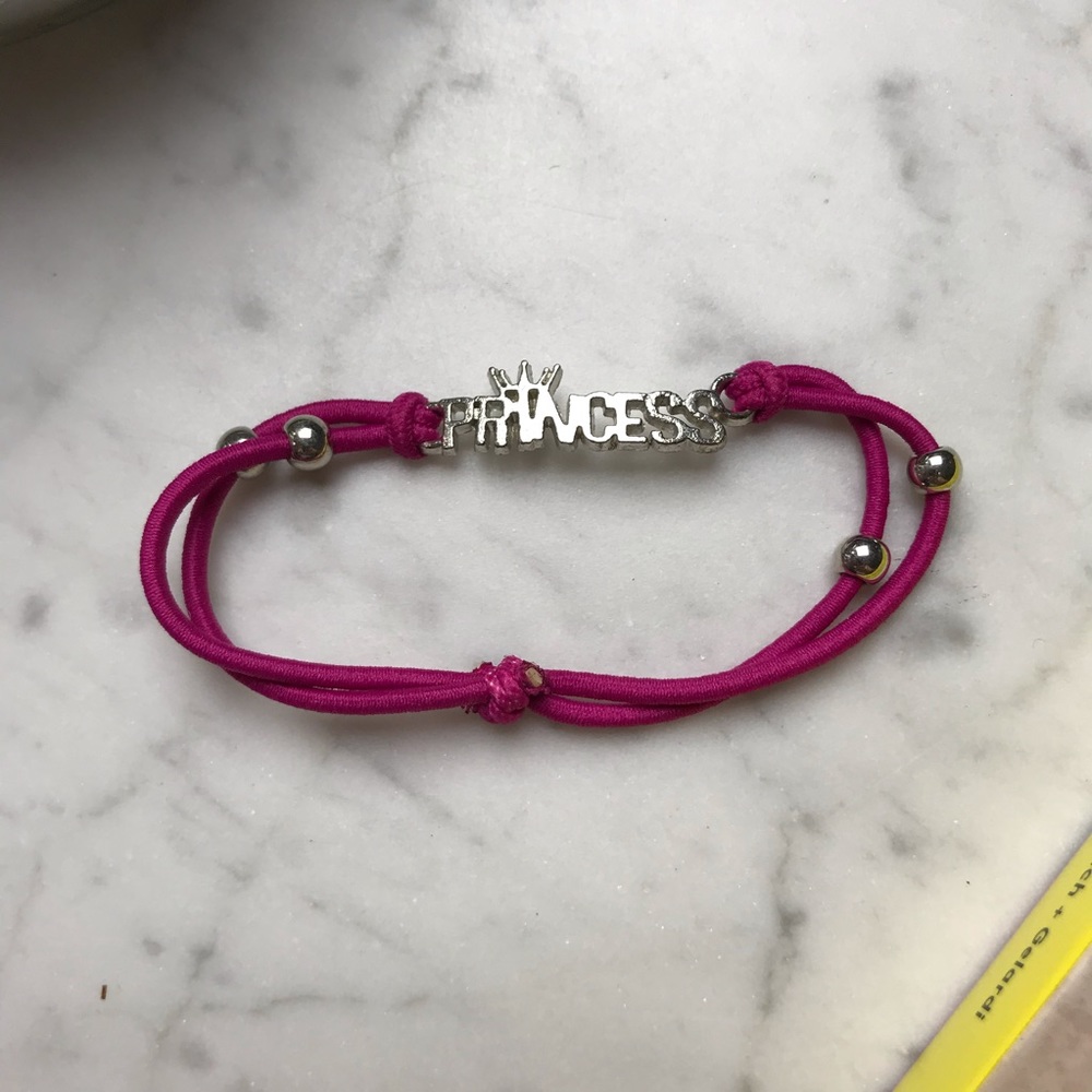 Princess Silver Metallic Fuschia Pink Bracelet